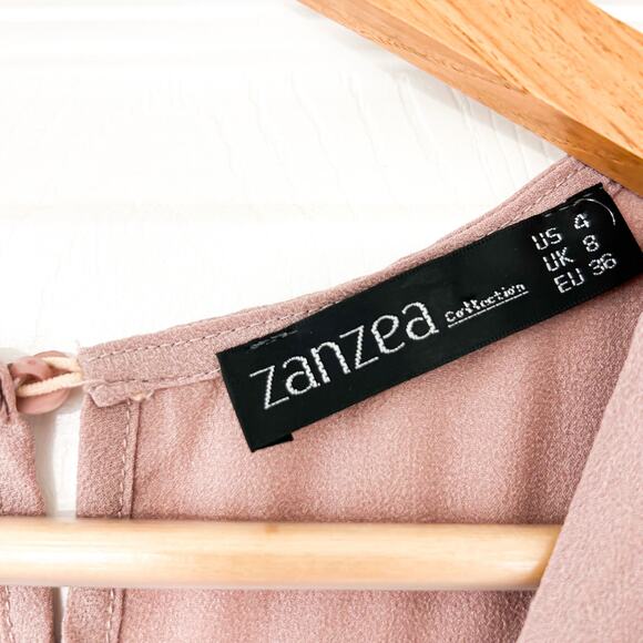Zanzea Mauve Pleated Long Sleeve Tunic Blouse High Low Hem Size 4 EUC - Picture 4 of 10